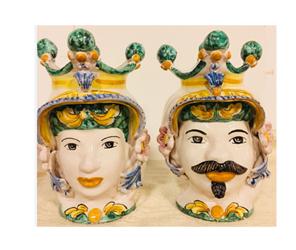 POGGIAMESTOLO IN CERAMICA CALTAGIRONE - Cm.27 - COD.NE23 - Smeraldi  Edizioni Souvenir Ceramiche Shop